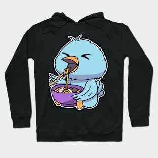 Anime Kawaii Ramen Eating Blue Bird Japanese Noodles Hoodie